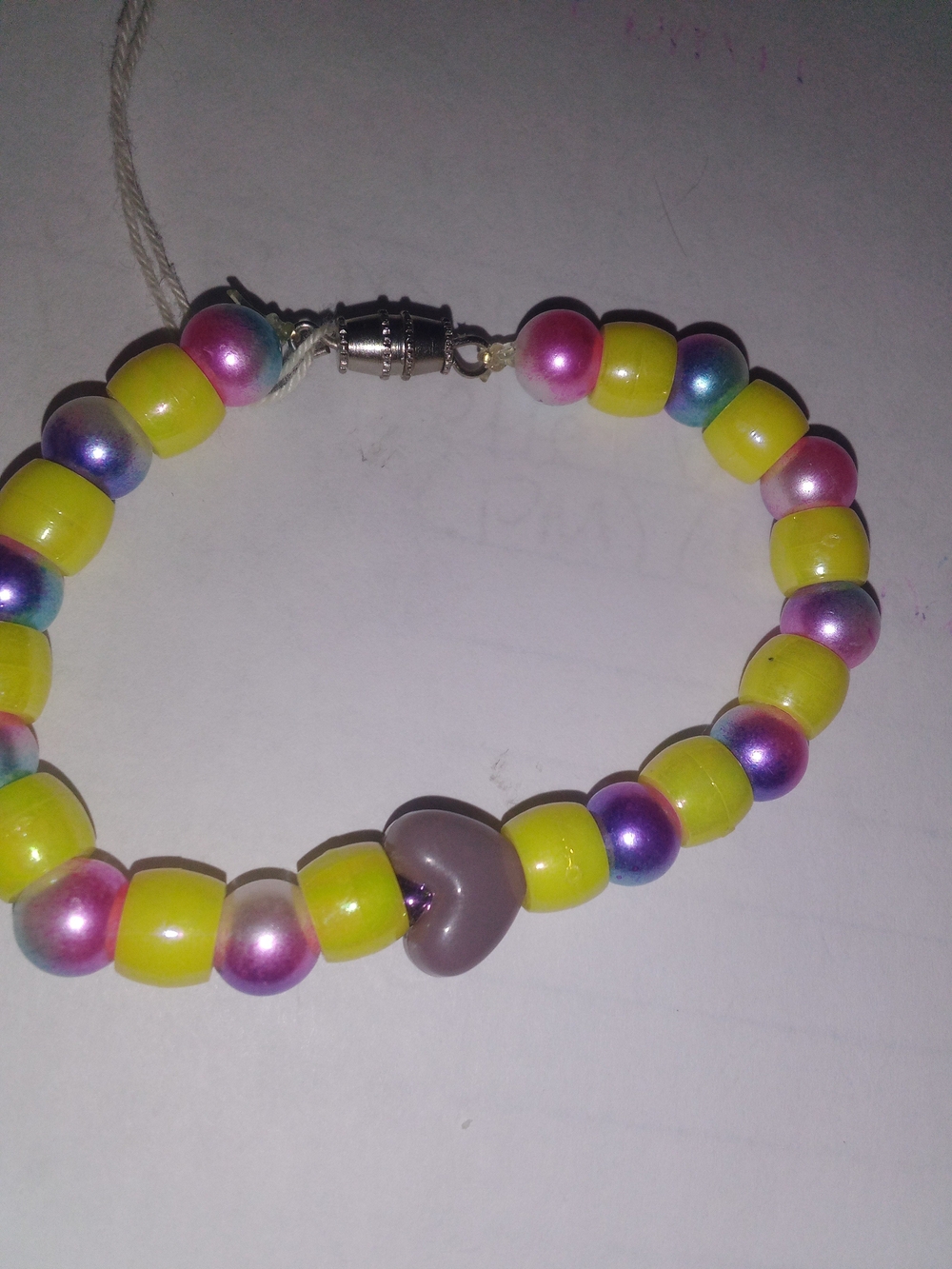 Colorful Beaded Heart Bracelet - Yellow, Pink, Purple, Blue